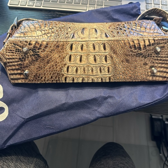 Besso Brown Leather Shoulder Bag Croc Embossed - Picture 8 of 8